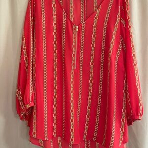 Red Chain Print Women's Top Size XL